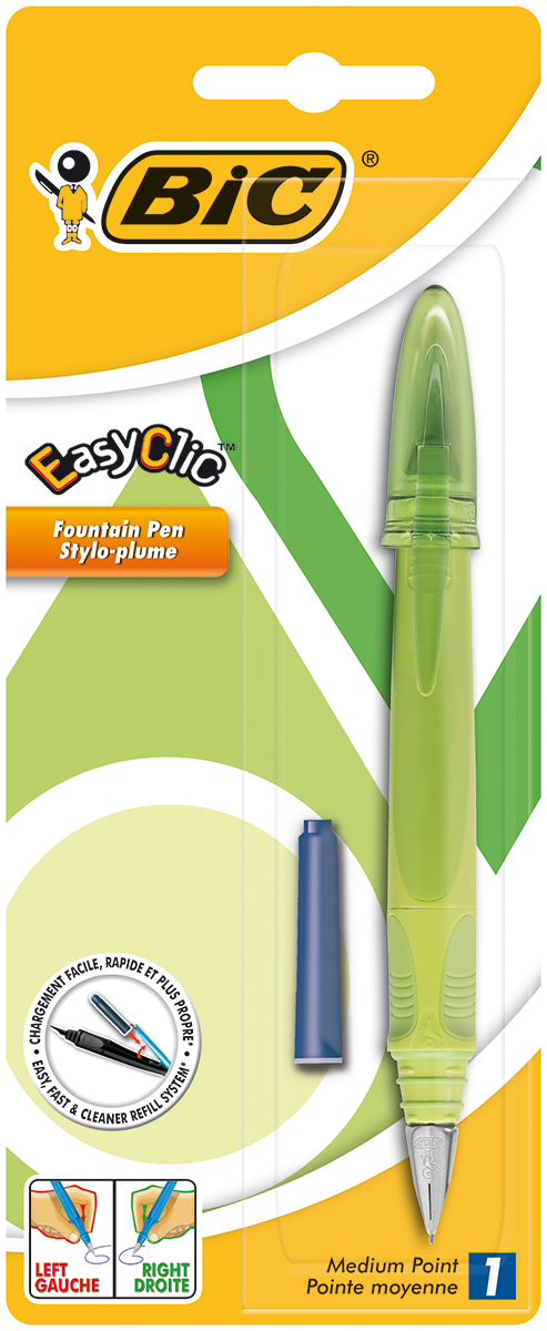 Bic Ручка перьевая Easy Click Classic цвет корпуса салатовыйB8479004 Bic Ручка перьевая Easy Click Classic цвет корпуса салатовыйB8479004Перьевая ручка Bic Easy Click Classic с пишущим узлом средней толщины. Ручка снабжена инновационной удобной системой замены картриджа (стандартного). Стальной ирридиевый пишущий узел позволяет чертить линии толщиной 0,5 мм.