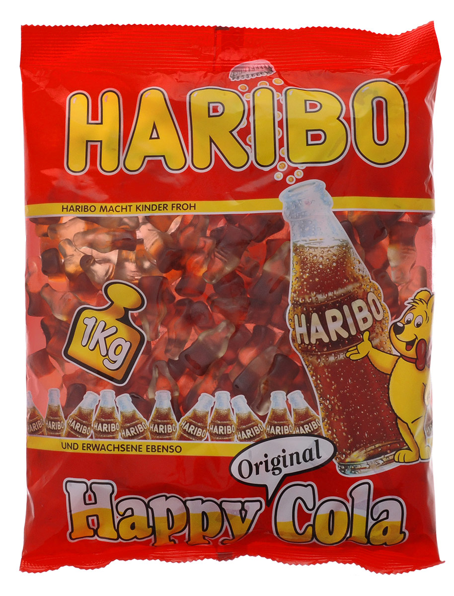 Haribo Happy Cola жевательный мармелад, 1 кг32367 Haribo Happy Cola жевательный мармелад, 1 кг32367Haribo Happy Cola – оригинальный формат в категории жевательного мармелада с насыщенным моновкусом любимого всеми напитка! Его любят и взрослые, и дети! Happy Cola со вкусом колы – это настоящая классика в продуктовой линейке Haribo, ваш заряд энергии на целый день!
