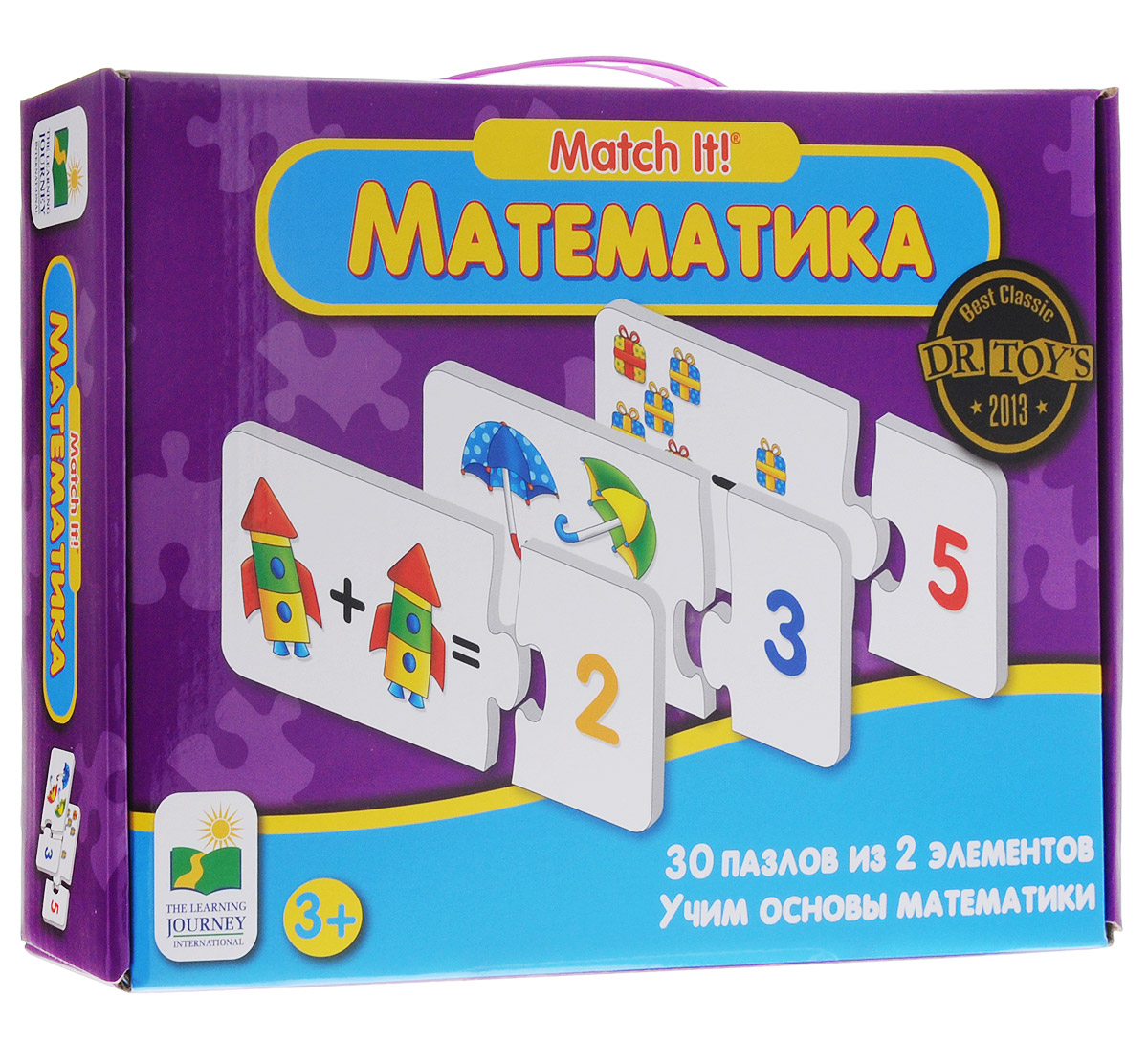 Learning Journey Пазл для малышей Математика 30 в 1288528 Learning Journey Пазл для малышей Математика 30 в 1288528Удивительный пазл для малышей Learning Journey Математика - отличный развивающий подарок вашему малышу! Теперь развиваться будет легко и весело! Собрав этот пазл, включающий в себя 60 элементов, вы получите 30 картинок. На одной половине картинок изображены различные предметы, на другой цифры. Ребенку предстоит логически сопоставить половинки друг с другом, подсчитывая количество предметов или выполняя простые арифметические действия - сложение и вычитание. Пазл научит ребенка усидчивости, умению доводить начатое дело до конца, поможет развить внимание, память, образное и логическое мышления, сенсорно-моторную координацию движения рук. Крупная и яркая форма собираемых элементов картинки способствуют развитию мелкой моторики, которая напрямую влияет на развитие речи и интеллектуальных способностей. В дальнейшем хорошая координация движений рук поможет ребенку легко овладеть письмом.