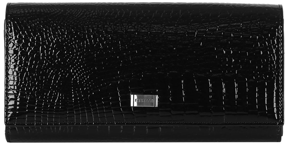 Кошелек женский Fabretti 72062-black-cocco L72062-black-cocco L Кошелек женский Fabretti 72062-black-cocco L72062-black-cocco LЖенский кошелек FABRETTI из натуральной лаковой кожи. Внутри:три отделения для купюр,6 держателей для пластиковых карт, отделение для монет.Закрывается кошелек клапаном на кнопке.Фурнитура -серебро.
