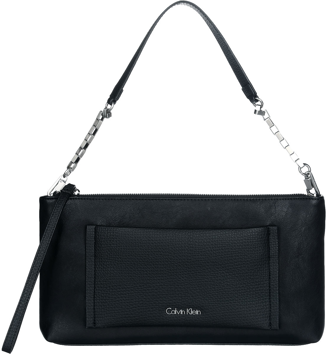 Сумка женская Calvin Klein Jeans, цвет: черный. K60K602277_0010K60K602277_0010 Сумка женская Calvin Klein Jeans, цвет: черный. K60K602277_0010K60K602277_0010Стильная сумка Calvin Klein выполнена из искусственной кожи с зернистой фактурой, оформлена металлической фурнитурой с символикой бренда. Изделие содержит одно отделение, которое закрывается застежку-молнию. Внутри сумки размещены два накладных кармашка для мелочей и врезной карман на застежке-молнии. На лицевой стороне расположен накладной кармашек на застежке-молнии. Сумка оснащена съемным плечевым ремнем и удобной петлей на запястье. В комплекте с изделием поставляется чехол для хранения. Модная сумка идеально подчеркнет ваш неповторимый стиль.