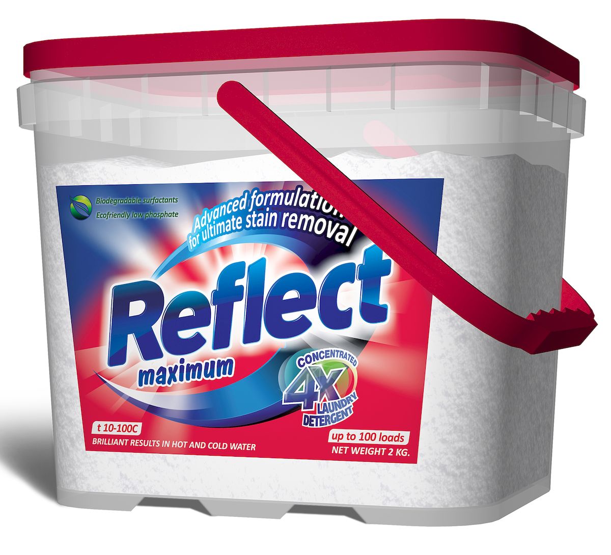 Стиральный порошок Reflect Maximum, для цветного и белого белья, 2 кг15050 Стиральный порошок Reflect Maximum, для цветного и белого белья, 2 кг15050Reflect 2 кг – для стирки цветного и белого белья из хлопковых и смешанных волокон. Композитные энзимы TRIZYME (трайзайм) - глубоко проникают в ткань, удаляют грязь и неприятные запахи (включая пятна и запах пота), предотвращают серость и желтизну. Специальные добавки - помогают сохранять и поддерживать структуру ткани, предупреждая появление и образование катышек. Уникальная COLOUR CARE formula формула защиты цвета - защищает и поддерживает насыщенность цветовой гаммы изделия от стирки к стирке.Optical brightener (оптический отбеливатель) - отвечает за белизну белого белья и яркость цветного.