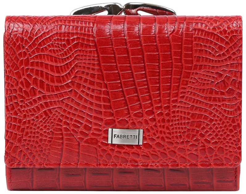 Кошелек женский Fabretti, цвет: красный. 47009-red cocco47009-red cocco Кошелек женский Fabretti, цвет: красный. 47009-red cocco47009-red coccoКошелек Fabretti выполнен из натуральной лаковой кожи с тиснением под рептилию. Изделие оформлено металлической пластинкой с названием бренда. Внутри расположено вместительное отделение для купюр, три горизонтальных кармана, пять вертикальных карманов для визитных и дисконтных карт, одно из которых с прозрачным окошком. Отделение закрывается клапаном на кнопку. Также внутри находится отделение, закрывающееся на кнопку, которое состоит из пяти карманов, одно из которых с пластиковым окошком. Кошелек имеет отдельный карман для мелочи, закрывающийся на рамочный замок.