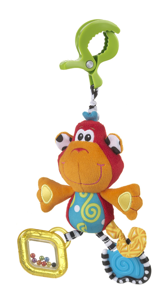Playgro Игрушка-подвеска Обезьянка0182854 Playgro Игрушка-подвеска Обезьянка0182854Мягкая игрушка Обезьянка, обязательно понравится вашему малышу. Игрушка имеет удобное крепление, которое можно прикрепить к сидению, коляске или кроватке. Прорезыватели на игрушке снимут зуд с десен. Шуршалки стимулируют развитие нервных центров. Погремушка развивает слух и поисковый рефлекс, а бусинки в ножках развивают координацию глаз.