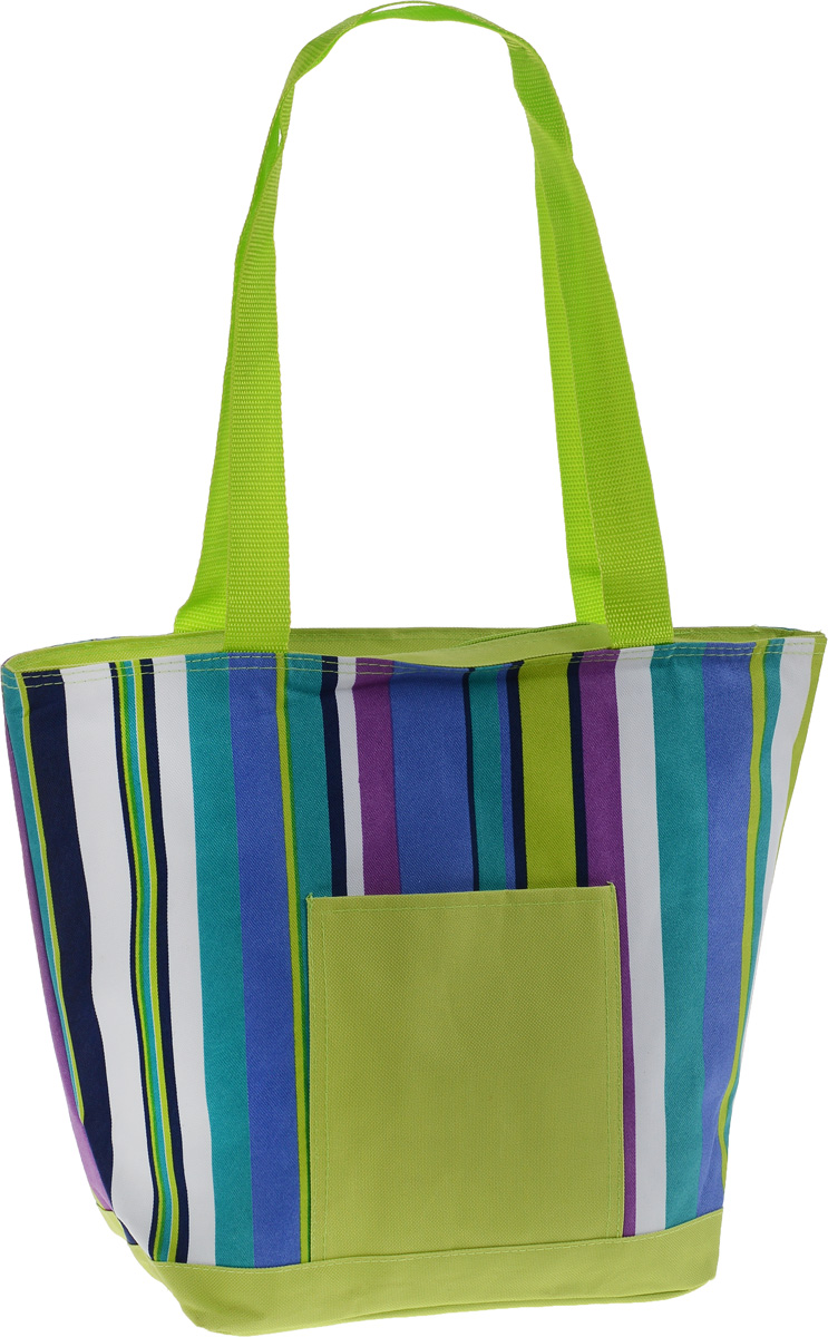 Термосумка Green Glade, цвет: салатовый, белый, синий, 20 л. P1120P1120 Термосумка Green Glade, цвет: салатовый, белый, синий, 20 л. P1120P1120Изотермическая термосумка Green Glade пригодится на любом пикнике. Изнутри термосумка отделана специальным теплоизолирующим материалом, способным надолго сохранить холод, даже в жару. Сохранение температурного режима до 12 часов. Снаружи сумка изготовлена из плотного полиэстера 600D с принтом в разноцветную вертикальную полоску. Достаточно вместительна, подходит для хранения и пищи, и напитков. Имеет одно основное отделение, закрывающееся на молнию. Спереди содержится кармашек для хранения столовых приборов и салфеток. Для удобной переноски сумка оснащена двумя ручками. Сумка идеально подходит для отдыха на природе, пикников, туристических походов и путешествий.