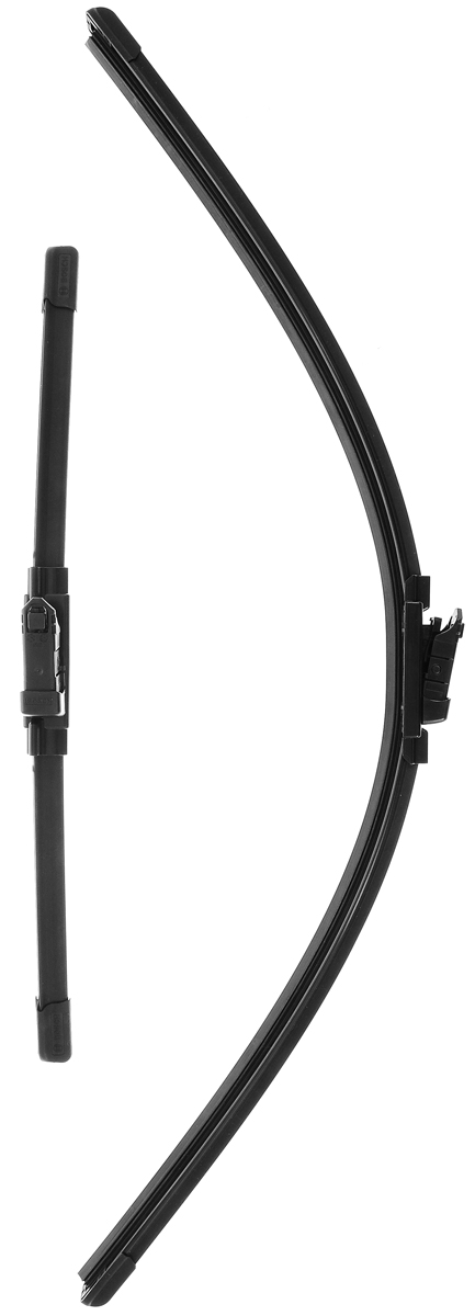 Щетка стеклоочистителя Bosch A557S, бескаркасная, со спойлером, длина 70/40 см, 2 шт3397007557 Щетка стеклоочистителя Bosch A557S, бескаркасная, со спойлером, длина 70/40 см, 2 шт3397007557Комплект Bosch A557S состоит из двух бескаркасных щеток разного размера. Щетки выполнены по современной технологии из высококачественных материалов и предназначены для установки на переднее стекло автомобиля. Отличаются высоким качеством исполнения и оптимально подходят для замены оригинальных щеток, установленных на конвейере. Обеспечивают качественную очистку стекла в любую погоду. Комплектация: 2 шт. AEROTWIN - серия бескаркасных щеток компании Bosch. Щетки имеют встроенный аэродинамический спойлер, что делает их эффективными на высоких скоростях, и изготавливаются из многокомпонентной резины с применением натурального каучука.