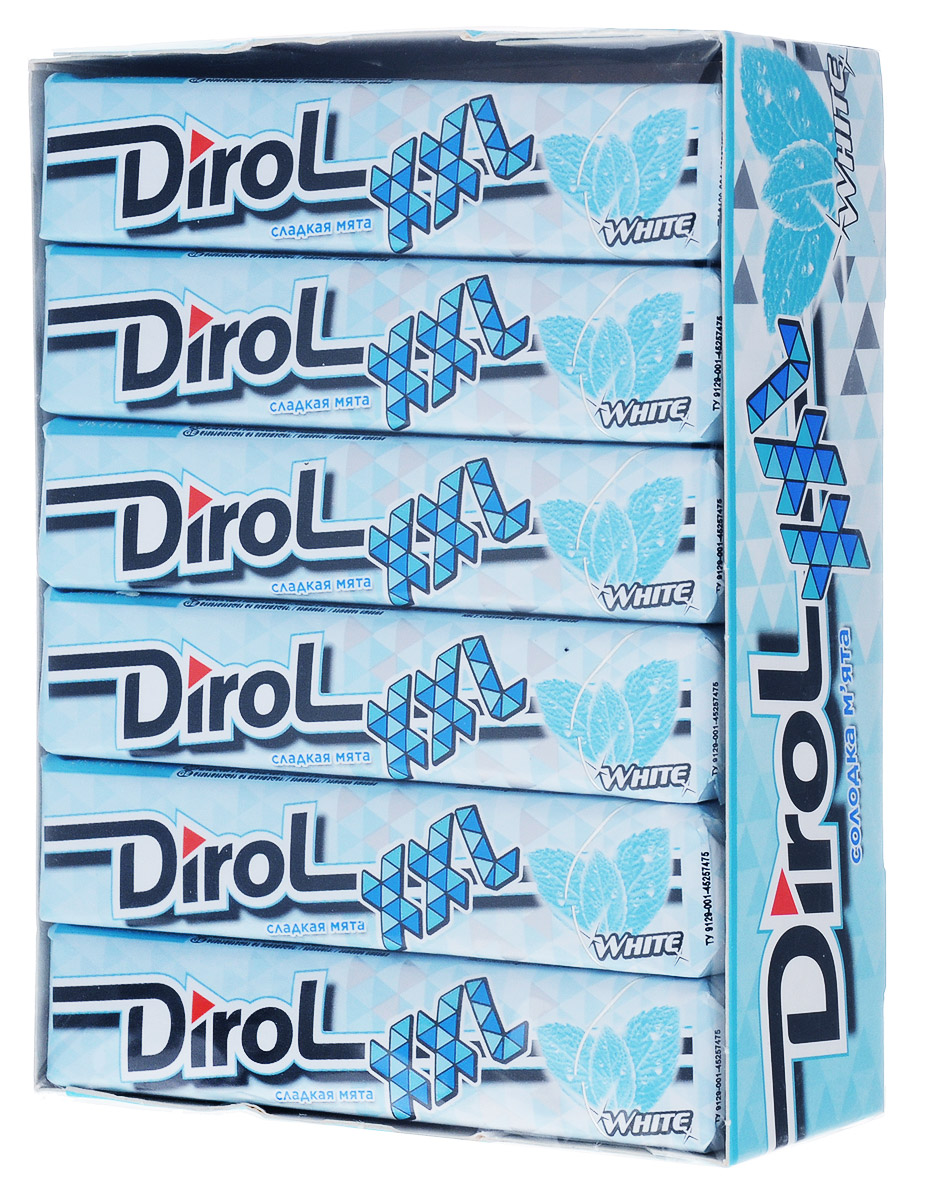 Dirol White Жевательная резинка Сладкая Мята, 18 пачек по 19 г960542 Dirol White Жевательная резинка Сладкая Мята, 18 пачек по 19 г960542Жевательная резинка Dirol Сладкая Мята со свежим мятным вкусом - незаменимый атрибут каждого дня, создающий в полости рта ощущение чистоты и свежести. Способствует восстановлению естественной белизны зубов.