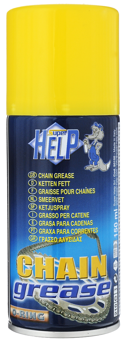 Смазка для цепей SuperHelp, 150 мл50150 Смазка для цепей SuperHelp, 150 мл50150Смазка для цепей SuperHelp применяется для обычных и самосмазывающихся цепей. Имеет отличную проникающую способность. Содержит цепи, сальники и шарниры в идеально смазанном состоянии. Снижает трение и предохраняет от коррозии. Товар сертифицирован.