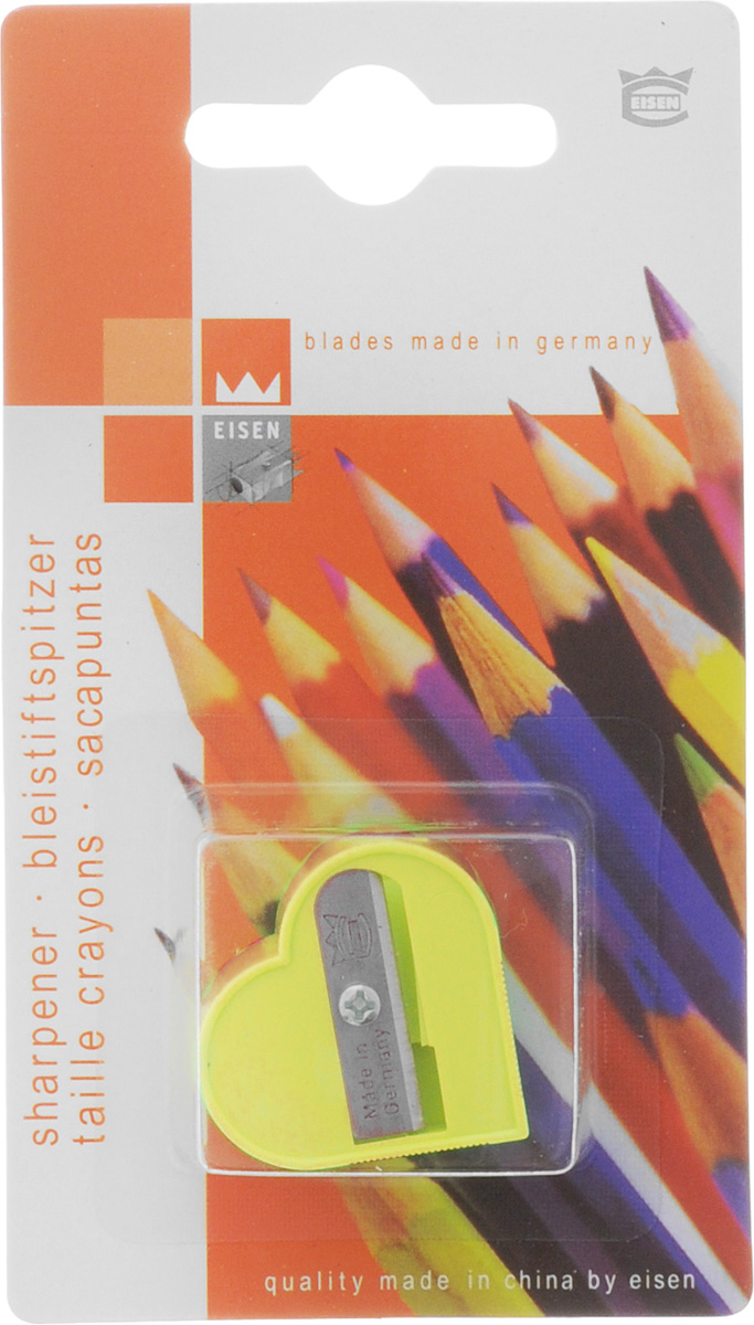Eisen Точилка Сердце цвет желтый111.01.999/BL_желтый Eisen Точилка Сердце цвет желтый111.01.999/BL_желтыйТочилка Eisen Сердце предназначена для затачивания классических простых и цветных карандашей. Точилка изготовлена из качественного материала и имеет рельефную область захвата. Острые лезвия обеспечивают высококачественную и точную заточку карандашей.