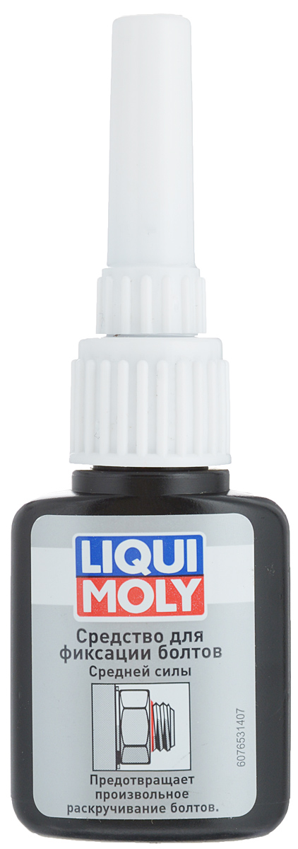 Средство для фиксации болтов Liqui Moly, средняя фиксация, 10 мл7653 Средство для фиксации болтов Liqui Moly, средняя фиксация, 10 мл7653Средство для фиксации болтов Liqui Moly применяется для предотвращения самоотвинчивания крепежа из-за повышенных нагрузок и вибрации, а также для герметизации резьбы или тонких зазоров и для защиты от коррозии. Подходит для любых резьбовых соединений двигателя, трансмиссии, ходовой части автомобилей, мотоциклов, силовой техники и в промышленности. Работает в том числе на замасленных поверхностях. Время полного отверждения на чистой стали около 12 часов. Время начала полимеризации 10-15 минут. Состав: метакрилат эстер, сополимер изобутил метакрилат, гидропероксид, высокодисперсная кремневая кислота, сложные эфиры фталевой кислоты. Максимальный размер резьбы: М36.