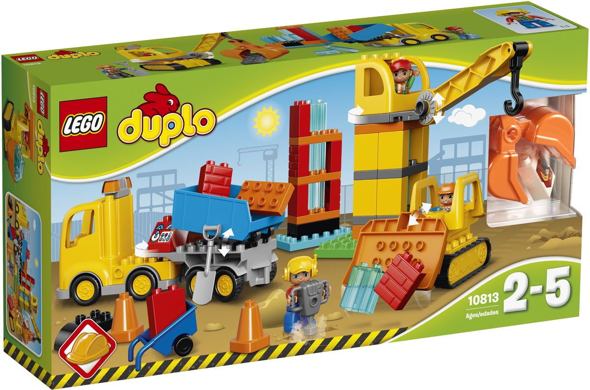 LEGO DUPLO Конструктор Большая стройплощадка 1081310813 LEGO DUPLO Конструктор Большая стройплощадка 1081310813Маленьким строителям понравятся все три сборные машины. Очистите гусеничным бульдозером участок для размещения новых строительных материалов, которые доставил грузовик. Затем используйте кран с захватом, чтобы поднимать кубики и построить здание. Кубики DUPLO разработаны с учетом требований к обеспечению безопасности детей. В набор входят три фигурки строительных рабочих DUPLO, чтобы набор мог стать основой для множества ролевых игр. Набор включает в себя 67 разноцветных пластиковых элементов. Конструктор - это один из самых увлекательных и веселых способов времяпрепровождения. Ребенок сможет часами играть с конструктором, придумывая различные ситуации и истории.