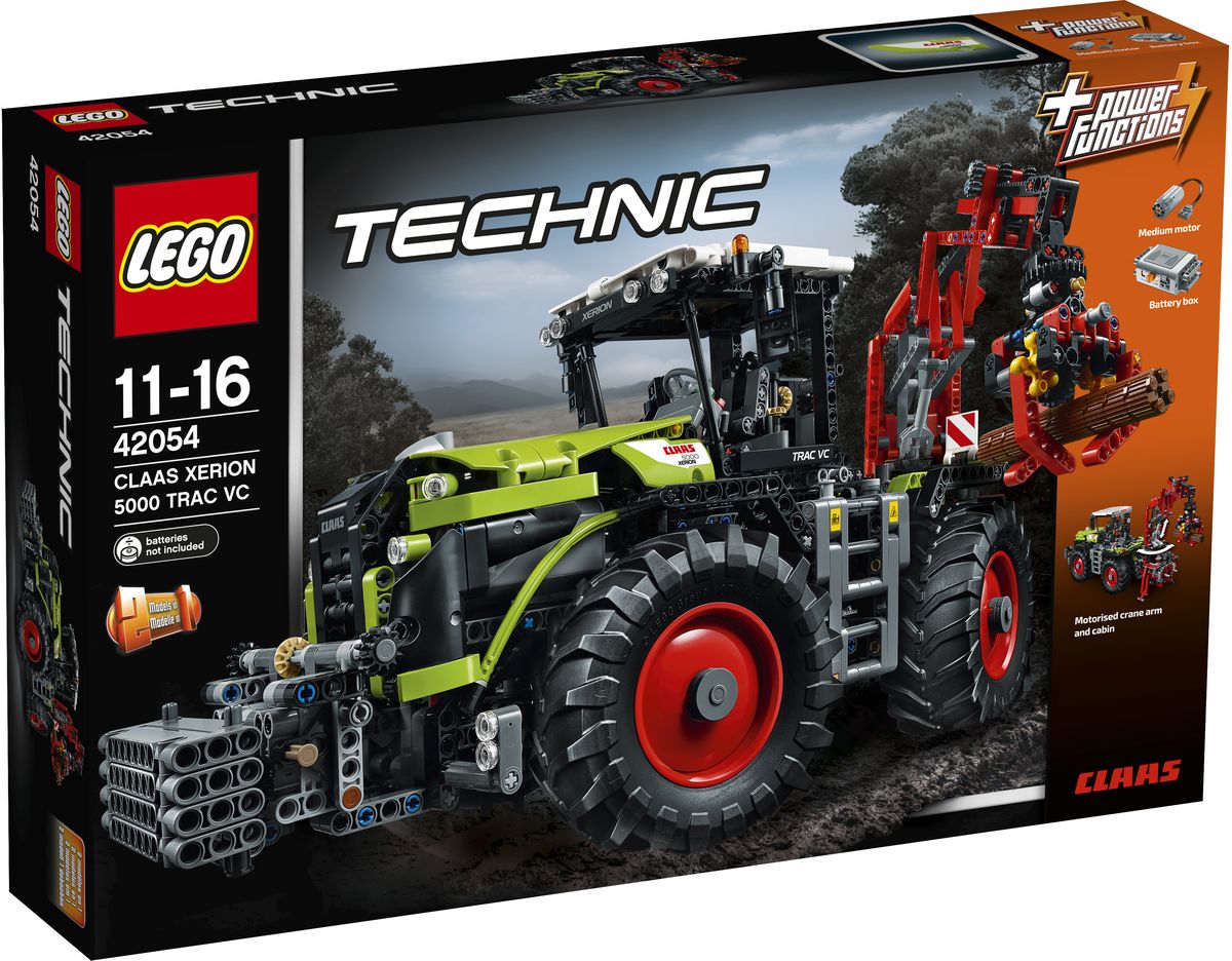 LEGO Technic Конструктор Claas Xerion 5000 Trac VC 4205442054 LEGO Technic Конструктор Claas Xerion 5000 Trac VC 4205442054Испытайте новейшую сельскохозяйственную технику с этой копией мощного трактора Claas Xerion 2 в 1 от LEGO Technic. Эта тщательно детализированная модель поставляется в фирменной цветовой гамме и оснащается комплексом аутентичных возможностей и функций. Включите прилагаемый мотор Power Functions и сможете поднять кабину и повернуть ее на 180°, управлять универсальным краном или выдвинуть выносные опоры. Передние колеса машины и одновременное управление четырьмя колесами обеспечивают максимальную маневренность огромных шин трактора, а также предоставляют оптимальное сцепление для огромного тягового усилия на всех типах местности. Перестройте кран трактора, чтобы создать Claas Xerion 5000 Trac VC с плугом для силоса! Набор включает в себя 1977 разноцветных пластиковых элементов. Конструктор - это один из самых увлекательных и веселых способов времяпрепровождения. Ребенок сможет часами играть с конструктором, придумывая различные ситуации и истории. Необходимо купить...