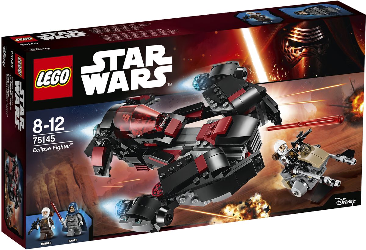 LEGO Star Wars Конструктор Истребитель Затмения 7514575145 LEGO Star Wars Конструктор Истребитель Затмения 7514575145Беглый рыцарь-джедай Наари, искусный и таинственный пилот воина затмения, преследует одного из лучших охотников за головами вселенной Звездные войны - Денгара. Прыгайте вместе с Наари в истребитель и готовьтесь встретиться лицом к лицу с охотником за головами Дернгаром, мчащимся на своем спидере. Когда он не ожидает, трансформируйте машину, чтобы выдвинуть скрытые пружинные пушки! Конструктор LEGO Star Wars. Истребитель Затмения включает в себя 363 разноцветных пластиковых элемента. Конструктор станет замечательным сюрпризом вашему ребенку, который будет способствовать развитию мелкой моторики рук, внимательности, усидчивости и мышления. Играя с конструктором, ребенок научится собирать детали по образцу, проводить время с пользой и удовольствием.