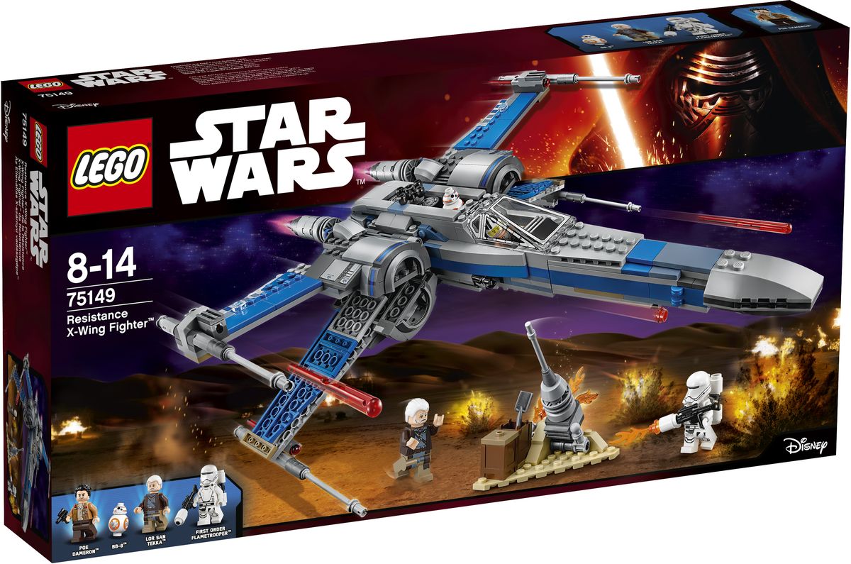 LEGO Star Wars Конструктор Истребитель Сопротивления типа Икс 7514975149 LEGO Star Wars Конструктор Истребитель Сопротивления типа Икс 7514975149После сборки конструктора LEGO Star Wars, состоящего из 740 пластиковых элементов, вы получите потрясающе выполненный истребитель Икс-винг в серо-синей окраске с подвижными крыльями и шутерами. Строение деревни, которое вспыхнуло после атаки штурмовиков Первого Ордена, разрушается и По бросается с огнетушителем, чтобы погасить его. Успеет ли он доставить важнейшую информацию в штаб Сопротивления решать только вам! Конструктор - это один из самых увлекательных и веселых способов времяпрепровождения. Ребенок сможет часами играть с конструктором, придумывая различные ситуации и истории.