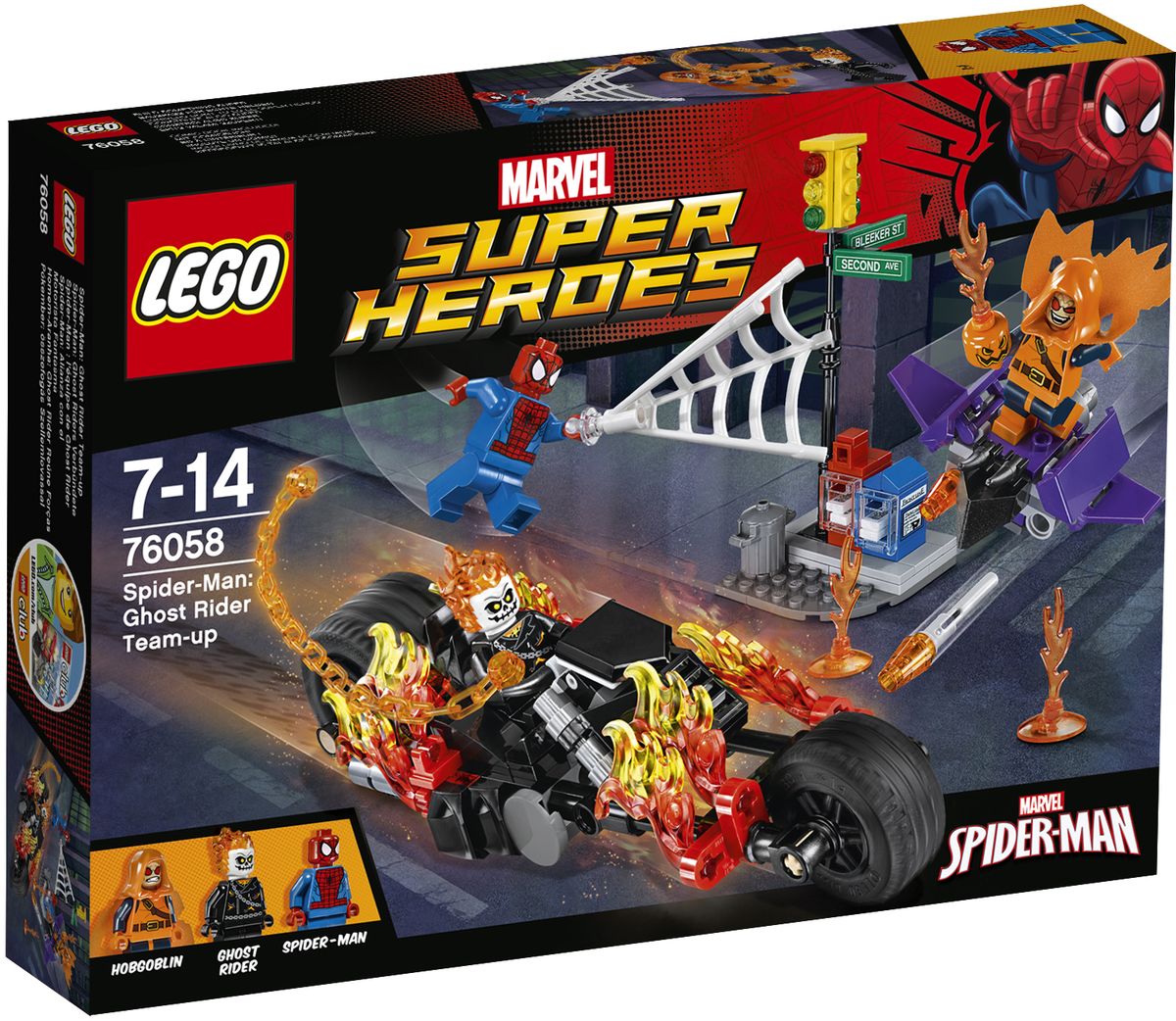 LEGO Super Heroes Конструктор Человек-паук Союз с Призрачным гонщиком 7605876058 LEGO Super Heroes Конструктор Человек-паук Союз с Призрачным гонщиком 7605876058Хобгоблин вызывает хаос в городе своим гоблин-глайдером и пламенной тыквенной бомбой, так что отправляйте Человека-паука и Призрачного гонщика в бой на улице! Оседлайте байк Призрачного гонщика на полном ходу и используйте его огненную цепь, чтобы остановить демона. Затем сбросьте Хобгоблина с верхушки светофора с помощью суперджампера Человека-паука! Набор включает в себя 217 разноцветных пластиковых элементов. Конструктор - это один из самых увлекательных и веселых способов времяпрепровождения. Ребенок сможет часами играть с конструктором, придумывая различные ситуации и истории.