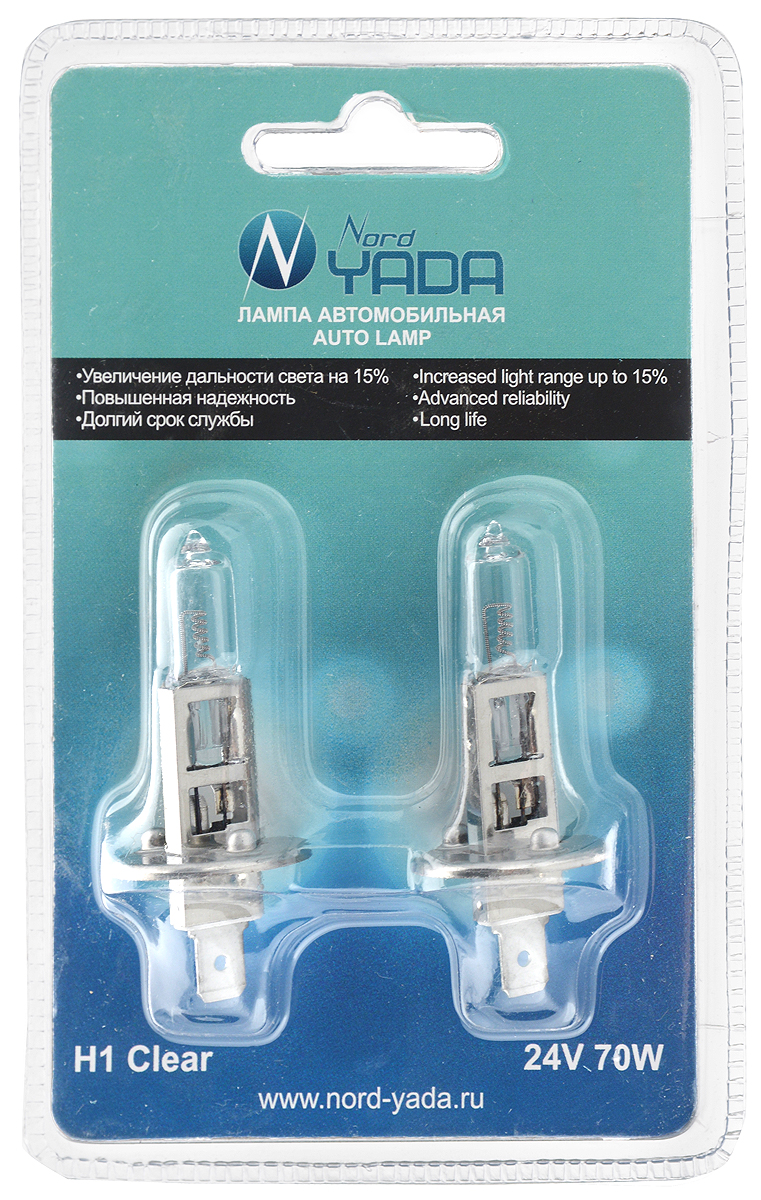 Лампа галогеновая Nord Yada H1, 24V, 70W, 2 шт902122 Лампа галогеновая Nord Yada H1, 24V, 70W, 2 шт902122Галогеновые лампы Nord Yada H1 - источники света, у которых светящим элементом является вольфрамовая спираль. У ламп есть большой запас срока службы. Способны выдержать большое количество включений и выключений. Питание: 24 В. Номинальная мощность: 70 Вт. В комплекте 2 лампы.