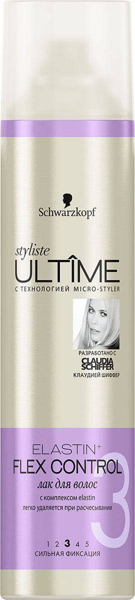 Styliste Ultime Лак Flex Control, 300 мл2012355 Styliste Ultime Лак Flex Control, 300 мл2012355Styliste ULTIME с эксклюзивной технологией micro-styler – это роскошные средства для укладки, обеспечивающие безупречную фиксацию и исключительно стойкие эффекты для неординарных решений, достойных вашего стиля! Создайте неотразимый образ с помощью styliste ULTIME. Откройте для себя секрет красоты от Клаудии Шиффер. Лак styliste ULTIME ELASTIN+ FLEX CONTROL: - Формула с антистатическим эффектом содержит комплекс elastin для сохранения естественной подвижности волос на 100% - Надежный контроль в течение 48 часов - Эластичная фиксация для естественных укладок - Без склеивания - Легко удаляется при расчесывании