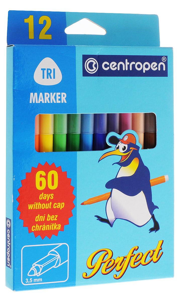 Centropen Набор маркеров Perfect 12 цветов2510/12 Centropen Набор маркеров Perfect 12 цветов2510/12Яркий и практичный набор смываемых маркеров Centropen Perfect с продуманной палитрой цветов непременно понравится вашему юному художнику. Маркеры с эргономически рассчитанным местом для руки. Они легко отстирываются с тканей и смываются с рук. Корпус из пластика предохраняет чернила от преждевременного высыхания, гарантирует длительный срок службы. Маркеры не высыхают при незакрытом колпачке в течение 60 дней. Набор содержит 12 маркеров ярких насыщенных цветов. Цвета маркеров Centropen Perfect соответствуют естественным природным цветам. Это положительно влияет на формирование правильного цветового восприятия и развитие творческих способностей ребенка. Такой набор маркеров пригодится ребенку для использования дома, в детском саду или начальной школе.