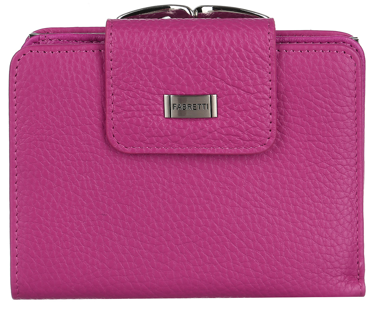 Кошелек женский Fabretti, цвет: розовый. FA003-fuchsiaFA003-fuchsia Кошелек женский Fabretti, цвет: розовый. FA003-fuchsiaFA003-fuchsiaПрактичный и элегантный женский кошелек от Fabretti выполнен из натуральной мягкой кожи. Кошелек содержит два отделения для купюр, три боковых кармашка, три кармашка для визиток и карт, а также карман с прозрачным пластиковым окошком. Изделие закрывается хлястиком на кнопку. На тыльной стороне расположен отдельный вместительный карман для мелочи, который закрывается на рамочный замок. Кошелек упакован в плотную коробку с логотипом фирмы. Такой роскошный и практичный аксессуар станет замечательным подарком человеку, ценящему качественные вещи.