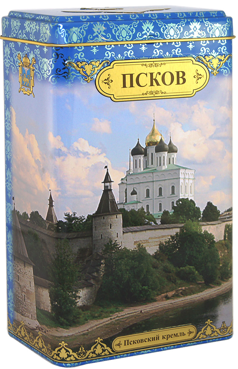 Избранное из моря чая Псков чай черный листовой, 85 г4791029011295 Избранное из моря чая Псков чай черный листовой, 85 г4791029011295Черный листовой чай Избранное из моря чая Псков поставляется в прямоугольной металлической банке. На лицевой стороне изображен Псковский кремль. С оборотной стороны баночки изображен памятник Александру Невскому и размещена история о создании города. Чай стандарта ОРА (крупный лист). Листья для этого чая собирают с кустов после того, как почки полностью раскрываются. В сухой заварке листья должны быть крупными (от 8 до 15 мм) и однородными. Этот сорт практически не содержит типсов, но имеет высокое содержание ароматических масел, и поэтому настой чая очень ароматен. Также этот чай характерен вкусом с горчинкой благодаря большому содержанию дубильных веществ. Знак в виде Льва с 17 пятнышками на шкуре - это гарантия Бюро Цейлонского Чая на соответствие чая высокому стандарту качества, установленному Правительством и упакованному только в пределах Шри-Ланки.