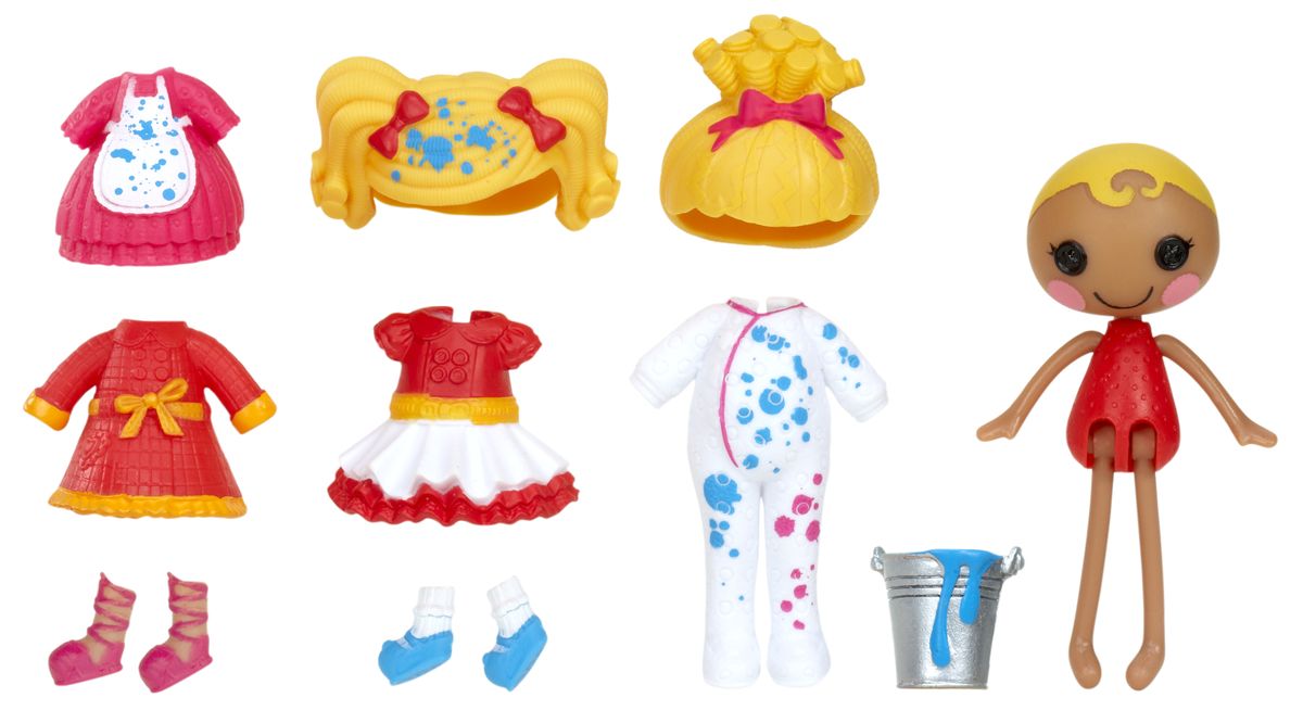 Lalaloopsy Мини-кукла с аксессуарами Spot Splatter Splash539636_Spot Splatter Splash Lalaloopsy Мини-кукла с аксессуарами Spot Splatter Splash539636_Spot Splatter SplashНовые персонажи Mini Lalaloopsy Принцессы - в наборе со множеством аксессуаров для трансформации: 2 прически, 2 пары обуви и жезл. Меняйте элементы внешнего вида (впервые можно изменять волосы) и получайте до 4-х новых образов! Одежда меняет цвет в холодной воде! Коробка в виде домика с удобной ручкой.