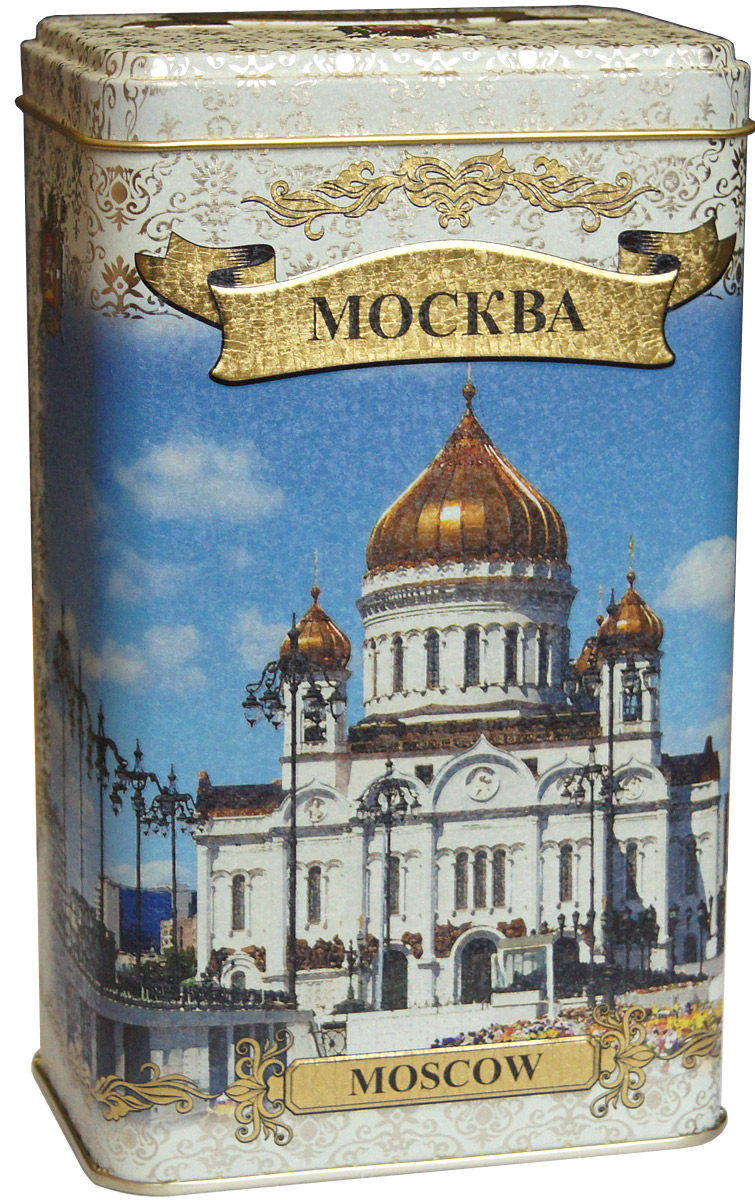 Избранное из моря чая Москва. Храм Христа Спасителя чай черный листовой, 100 г4792219601579 Избранное из моря чая Москва. Храм Христа Спасителя чай черный листовой, 100 г4792219601579Черный листовой чай Избранное из моря чая Москва. Храм Христа Спасителя поставляется в прямоугольной металлической банке. На лицевой стороне изображен Храм Христа Спасителя. С оборотной стороны баночки изображен Собор Василия Блаженного и размещено стихотворение о России. Чай стандарта ОРА (крупный лист). Листья для этого чая собирают с кустов после того, как почки полностью раскрываются. В сухой заварке листья должны быть крупными (от 8 до 15 мм) и однородными. Этот сорт практически не содержит типсов, но имеет высокое содержание ароматических масел, и поэтому настой чая очень ароматен. Также этот чай характерен вкусом с горчинкой благодаря большому содержанию дубильных веществ. Знак в виде Льва с 17 пятнышками на шкуре - это гарантия Бюро Цейлонского Чая на соответствие чая высокому стандарту качества, установленному Правительством и упакованному только в пределах Шри-Ланки.