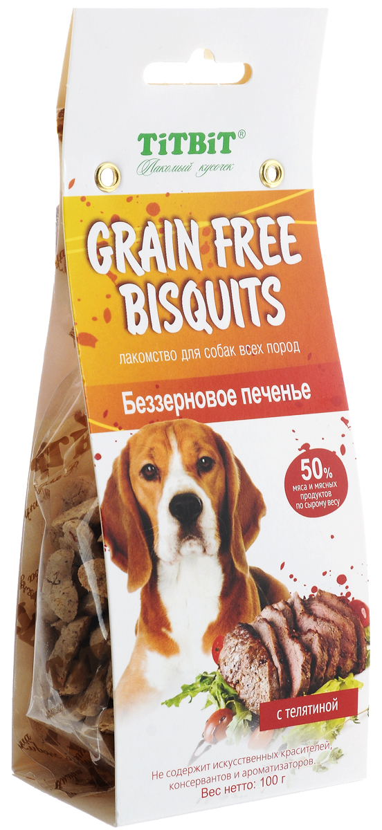 Лакомство для собак Titbit Grain Free, беззерновое печенье с телятиной, 100 г6528 Лакомство для собак Titbit Grain Free, беззерновое печенье с телятиной, 100 г6528Лакомство для собак всех пород Titbit Grain Free приготовлено по специальному рецепту без добавления сои и зерновых культур. Содержит более 50% мяса и мясных продуктов по сырому весу. Является источником клетчатки и инулина, способствующих пищеварению. Не содержит искусственных красителей, консервантов, ароматизаторов. Такое печенье идеально подходит в качестве поощрения при дрессировке. Товар сертифицирован.