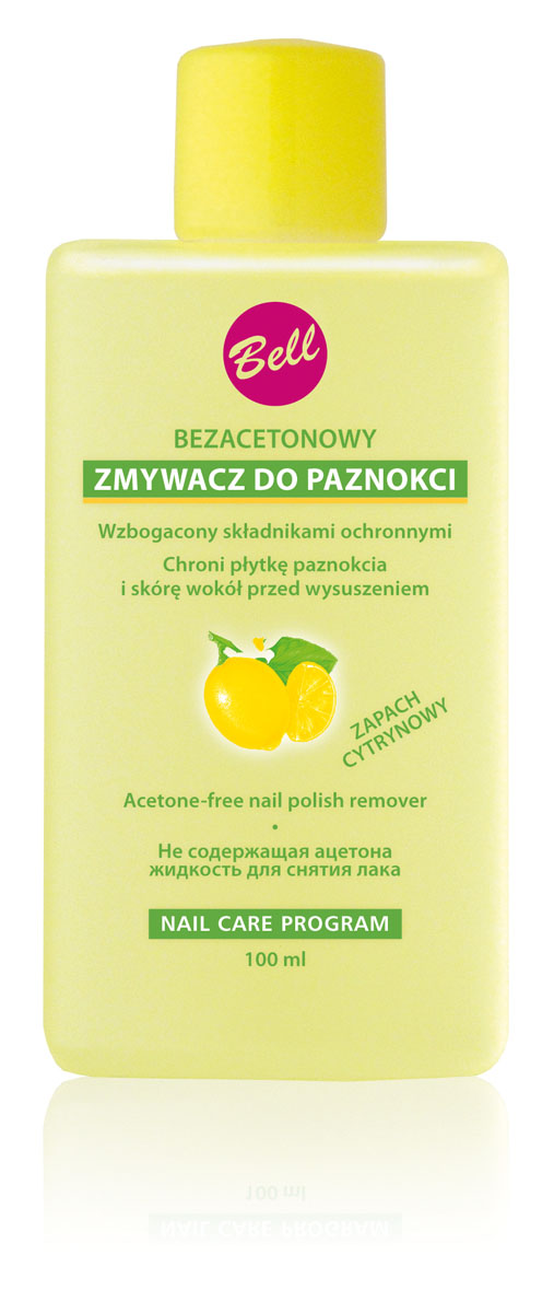 Bell Жидкость для снятия лака не содержащая ацетона с фруктовым ароматом Nail Polish Remover Лимон, 100 грBzba001 Bell Жидкость для снятия лака не содержащая ацетона с фруктовым ароматом Nail Polish Remover Лимон, 100 грBzba001Жидкость подходит для снятия лака с натуральных и искусственных ногтей, не содержит ацетона. Легко удаляет лак с ногтей, защищает ногтевую пластину и кожу вокруг ногтей от высушивания. Содержит провитами B5 (пантенол),что позволяет питать, увлажнять и защищать ногти.