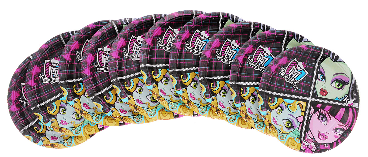 Monster High Набор одноразовых тарелок 10 шт 2364723647 Monster High Набор одноразовых тарелок 10 шт 2364723647Одноразовые тарелки прочно вошли в современную жизнь, и теперь многие люди просто не представляют праздник или пикник без таких нужных вещей: они почти невесомы, не могут разбиться и не нуждаются в мытье. Набор одноразовых тарелок Monster High состоит из 10 круглых тарелок, выполненных из картона. Изделия декорированы изображением персонажей. Благодаря глянцевому ламинированию, они прекрасно справляются со своей задачей: удерживают еду, не промокают и не протекают.