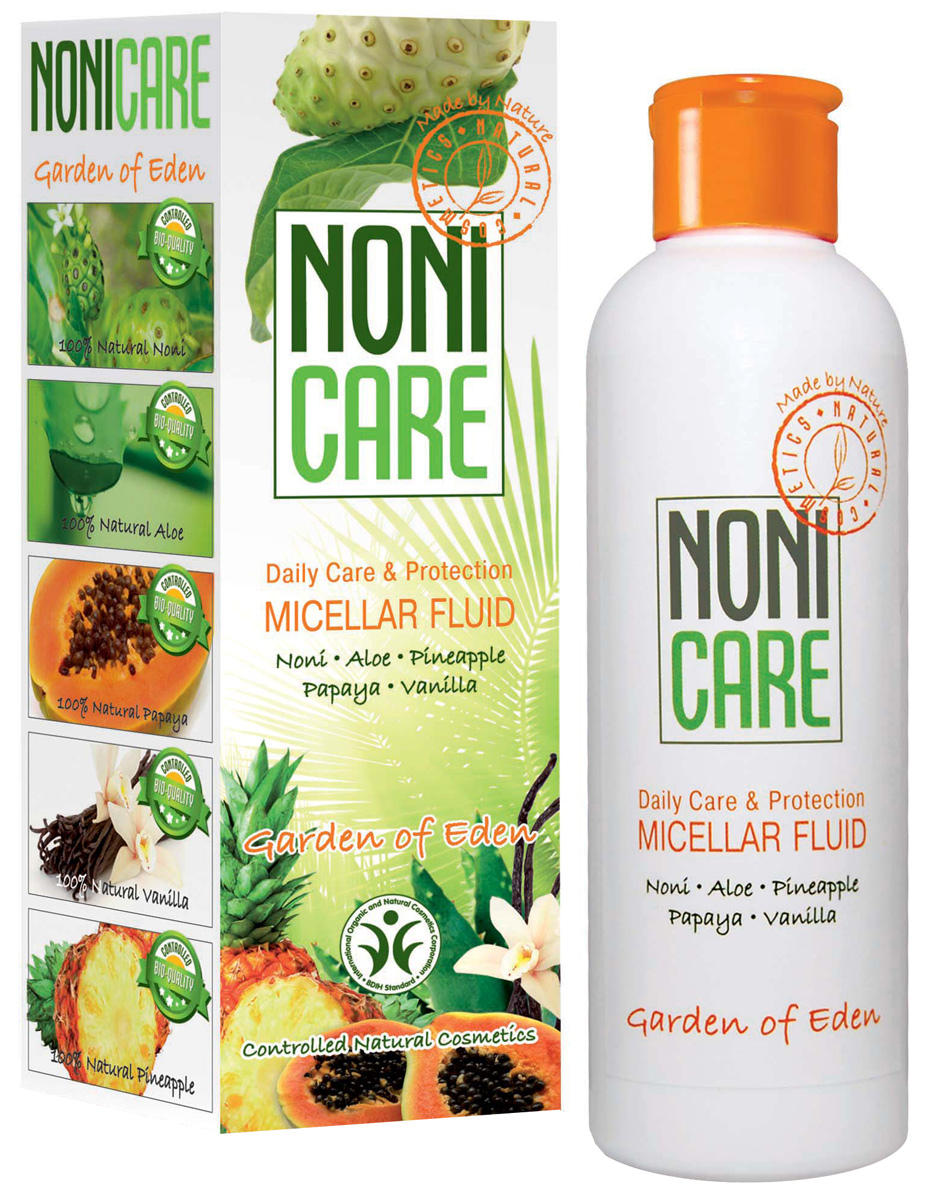Nonicare Мицеллярная вода Garden Of Eden - Micellar Fluid 200 мл4260254460289 Nonicare Мицеллярная вода Garden Of Eden - Micellar Fluid 200 мл4260254460289Косметическое средство нового поколения. Предназначено для удаления макияжа и бережного очищения кожи лица и век. Мицеллярная вода действует мгновенно, мягко и эффективно, очищая и увлажняя. В процессе очищения не нарушает гидролипидный баланс кожи и подготавливает ее для дальнейших косметических процедур. Входящий в состав уникальный сок Нони снимает усталость и напряжение кожи, запускает процессы восстановления, возвращает ей силу и энергию. Экстракт алоэ обладает антибактериальным и противовоспалительным действием, тонизирует и увлажняет кожу, устраняет сухость, шелушение, снимает раздражение. Содержит экзотические растительные экстракты папайи, ананаса, которые способствуют удалению омертвевших клеток кожи, и ускоряют процесс обновления эпидермиса, придавая ощущение свежести и комфорта. Уже в процессе очищения оказывается увлажняющее, регенерирующее, успокаивающее действие. Кожа очищается и подготавливается к дальнейшему уходу. Рекомендована для ежедневного применения вместо...