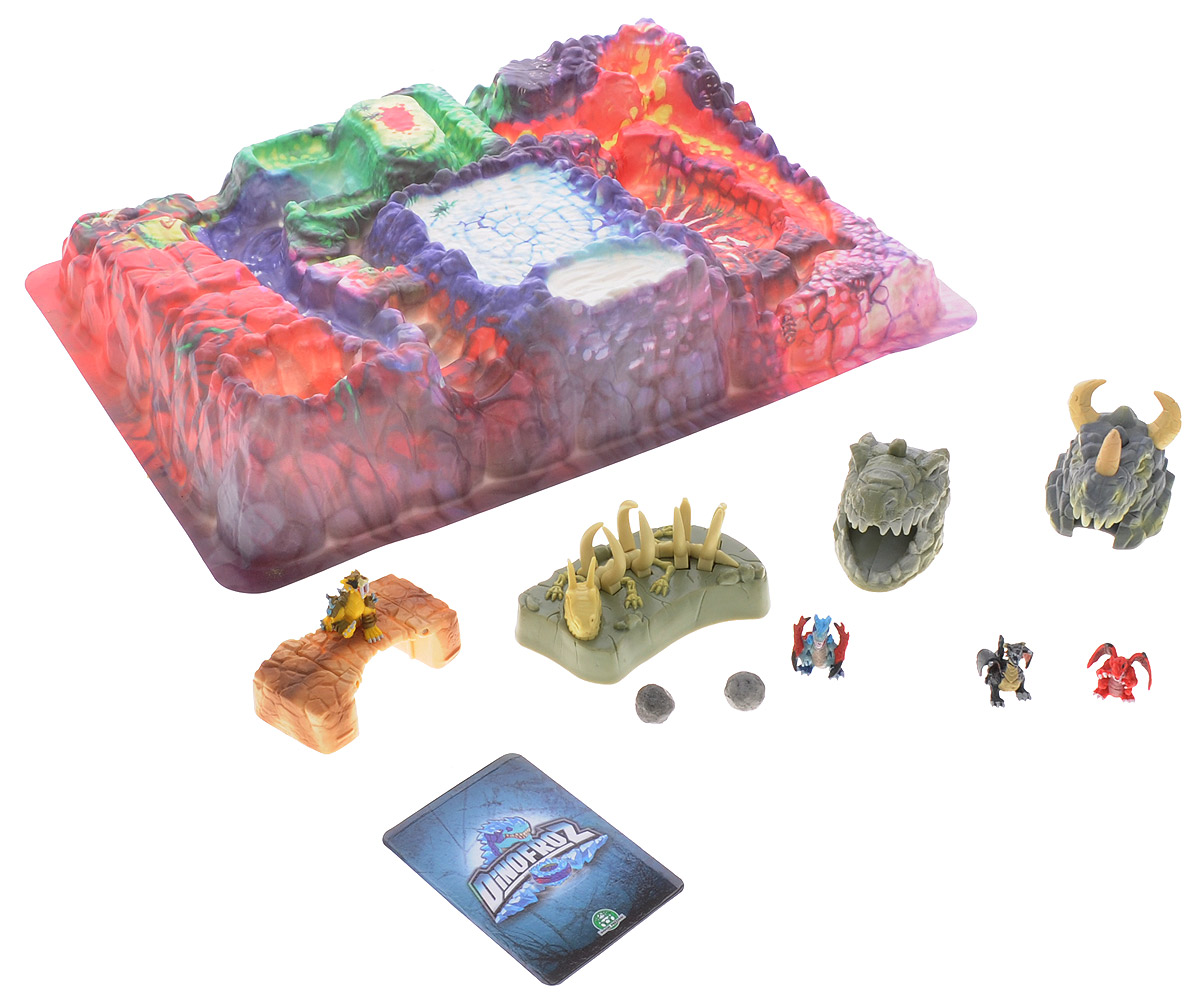 Dinofroz Игровой набор DinogateGPH07287 Dinofroz Игровой набор DinogateGPH07287Игровой набор Dinofroz Dinogate позволит вашему малышу совершить увлекательное путешествие в мир мультсериала Dinofroz. В набор входит просторное игровое поле, 4 мини-фигурки драконов и 4 ловушки, которые ребенок сможет расставить в специально отмеченных частях игрового поля. Ловушка-мост проваливается под поставленной на него фигуркой, скелет ящера может схватить неосторожного героя, а головы динозавров при нажатии на специальные кнопки стреляют камнями. Все элементы набора выполнены из пластика. Такой набор непременно понравится ребенку, он подарит вашему малышу множество веселых моментов и увлекательные возможности для игры.