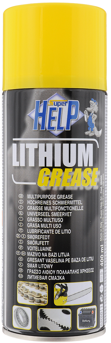 Смазка литиевая SuperHelp Lithium Grease, 400 мл26400 Смазка литиевая SuperHelp Lithium Grease, 400 мл26400Специальная смазка SuperHelp Lithium Grease изготовлена на литиевой основе. Имеет отличную устойчивость к высокому давлению и вибрациям, а также прекрасные противоизносостойкие свойства. Обеспечивает смазку подшипников качения/скольжения, валов и шарниров,тормозных узлов, кулис КПП, зубчатых и цепных передач, водяных помп и многого другого. Товар сертифицирован.