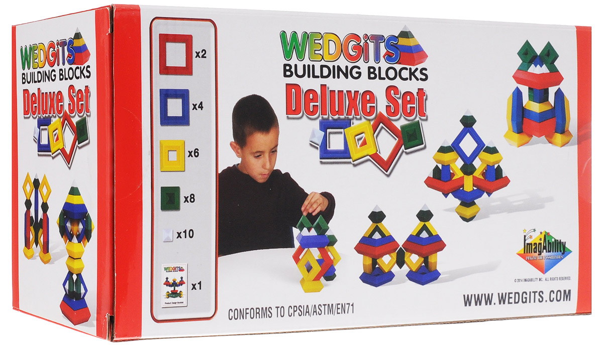 Wedgits Конструктор Deluxe Set300020 Wedgits Конструктор Deluxe Set300020Конструктор Wedgits Deluxe Set привлечет внимание вашего ребенка и не позволит ему скучать. Детали конструктора имеют правильные геометрические формы, идеально стыкуются, ставятся друг на друга, как вертикально, так и горизонтально, тем самым образуя множество неповторимых комбинаций. В набор входят 30 ярких элементов конструктора и буклет с моделями для сборки. Игры с конструктором помогут вашему ребенку развить мелкую моторику рук, координацию движений, усидчивость, воображение и фантазию.
