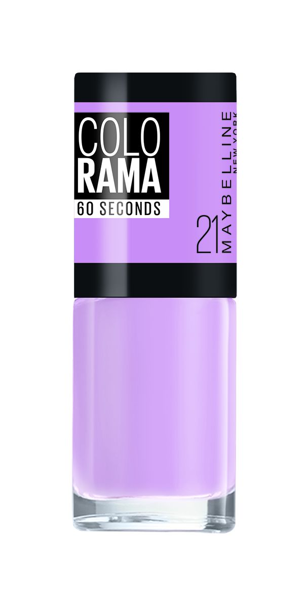 Maybelline New York Лак для ногтей Colorama, оттенок 21, Цветущая сирень, 7 млB2805904 Maybelline New York Лак для ногтей Colorama, оттенок 21, Цветущая сирень, 7 млB2805904Самая широкая палитра оттенков новых лаков Колорама. Яркие модные цвета с подиума. Новая формула лака Колорама обеспечивает стойкое покрытие и создает еще более дерзкий, насыщенный цвет, который не тускнеет. Усовершенствованная кисточка для более удобного и ровного нанесения, современная упаковка. Лак для ногтей Колорама не содержит формальдегида, дибутилфталата и толуола.