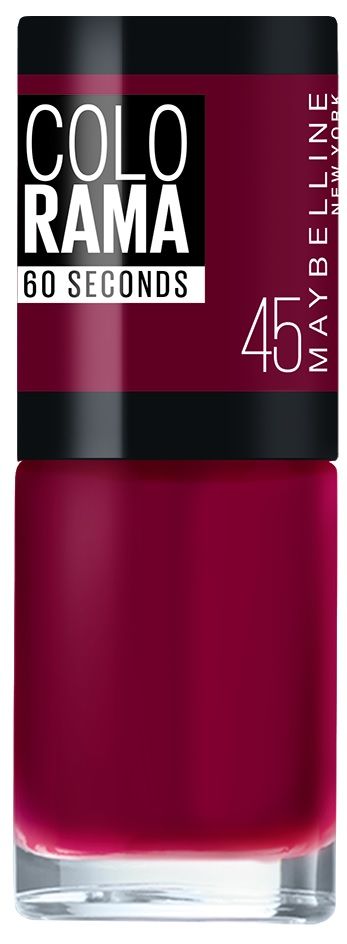 Maybelline New York Лак для ногтей Colorama, оттенок 45, Вишневый пирог, 7 млB2807104 Maybelline New York Лак для ногтей Colorama, оттенок 45, Вишневый пирог, 7 млB2807104Самая широкая палитра оттенков новых лаков Колорама. Яркие модные цвета с подиума. Новая формула лака Колорама обеспечивает стойкое покрытие и создает еще более дерзкий, насыщенный цвет, который не тускнеет. Усовершенствованная кисточка для более удобного и ровного нанесения, современная упаковка. Лак для ногтей Колорама не содержит формальдегида, дибутилфталата и толуола.