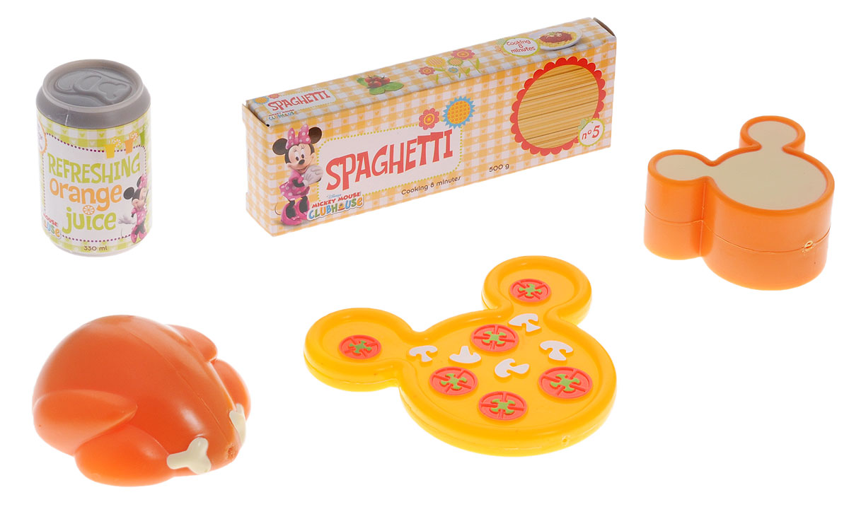 Disney Игровой набор Продукты Minnie1106999/180406 Disney Игровой набор Продукты Minnie1106999/180406Игровой набор Продукты Минни, выполненный из прочного безопасного пластика, отлично подойдет ребенку для различных игр. Чтобы вашим детям стало еще интереснее придумывать новые игры, нужны игрушечные продукты. Набор состоит из муляжей различных продуктов в тематике Минни Маус. Это спагетти, пицца, сок, курица и сыр. Такой набор станет незаменимым дополнением к кухне вашей маленькой хозяйки, ведь с ним она сможет вкусно накормить всех своих кукол. Представленная яркая еда, конечно несъедобна, так как выполнена из высококачественных полимерных материалов, зато прослужит долго!