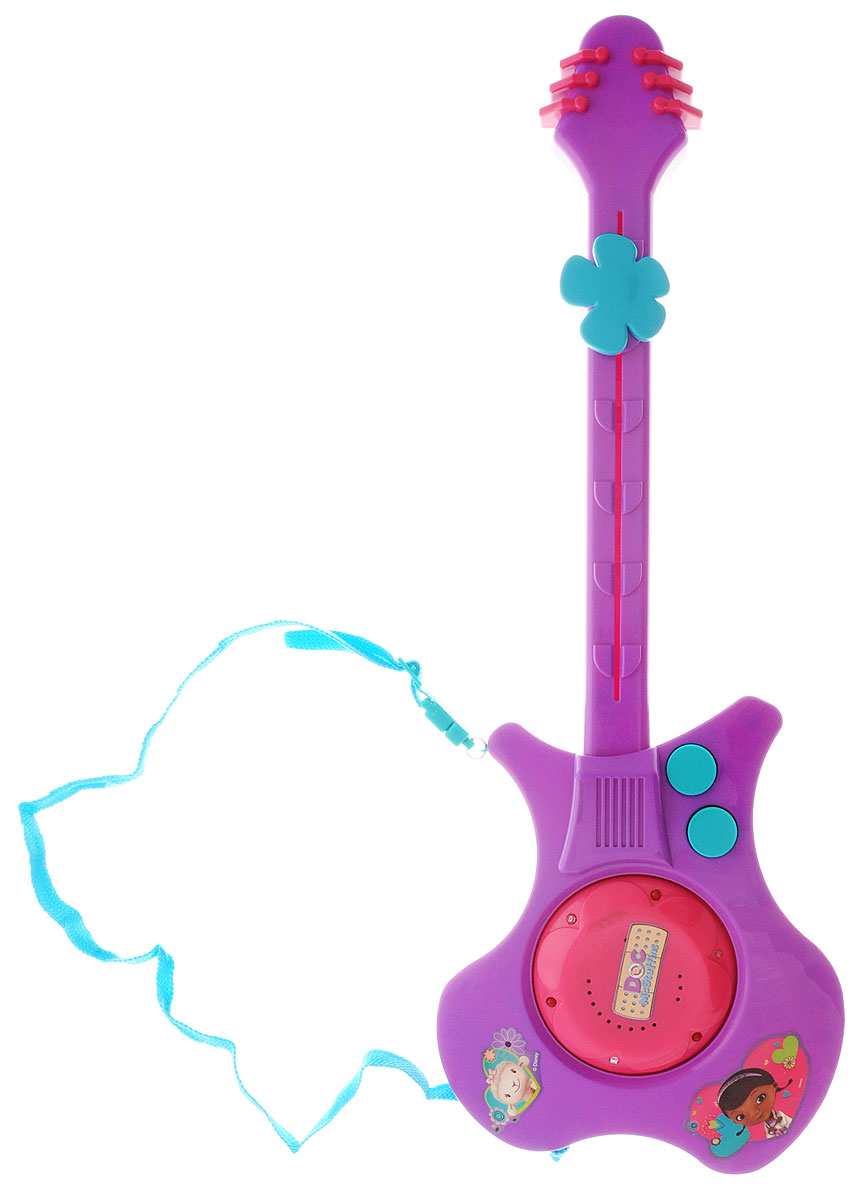 Disney Гитара Doc Mc Stuffins855076 Disney Гитара Doc Mc Stuffins855076Яркая электронная гитара Doc Mc Stuffins - замечательный подарок вашему ребенку. Гитара выполнена из прочного безопасного пластика сиреневого цвета и оснащена световыми и звуковыми эффектами. На корпусе игрушечной гитары расположены кнопки переключения мелодий, а в центре - круг с маленькими лампочками, которые загораются во время звучания мелодий. Игрушка может воспроизводить шесть разных меложий. На месте струн имеется большая кнопка в виде цветка, которая передвигается вверх-вниз. Благодаря текстильной лямке гитару можно повесить через плечо. Игрушечная гитара поможет ребенку в развитии слуха и творческих способностей. Электронная гитара Доктор Плюшева - замечательная игрушка для юного музыканта. Малыш сможет пробовать сочинять свои собственные мелодии. Множество функций, звуковые эффекты и веселые мелодии обязательно понравятся каждому ребенку и принесут массу положительных эмоций! Для работы требуются 3 батарейки типа АА (комплектуется...