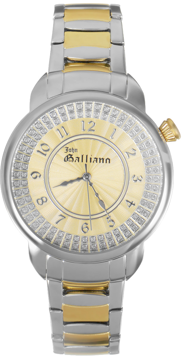 Часы наручные женские Galliano, цвет: серебро, золото. R2551126504R2551126504 Часы наручные женские Galliano, цвет: серебро, золото. R2551126504R2551126504Наручные женские часы Galliano произведены из материалов самого высокого качества на базе новейших технологий. Они оснащены точным кварцевым механизмом. Корпус часов изготовлен из нержавеющей стали с PVD-покрытием, циферблат инкрустирован стразами и защищен минеральным стеклом. Ремешок выполнен из нержавеющей стали с PVD-покрытием оснащен удобной раскладывающейся застежкой, которая позволит моментально снимать и одевать часы без лишних усилий Циферблат круглой формы оснащен арабскими цифрами, а так же тремя стрелками - часовой, минутной и секундной. Часы являются водостойкими - 3АТМ. Изделие укомплектовано в стильную фирменную коробку с названием бренда. Наручные часы Galliano созданы для современных девушек, которые не желают потерять свою индивидуальность в городской суете.