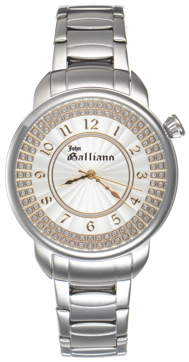 Часы наручные женские Galliano, цвет: серебристый. R2553126505R2553126505 Часы наручные женские Galliano, цвет: серебристый. R2553126505R2553126505Наручные женские часы Galliano произведены из материалов самого высокого качества на базе новейших технологий. Они оснащены точным кварцевым механизмом. Корпус часов изготовлен из нержавеющей стали, циферблат инкрустирован стразами и защищен минеральным стеклом. Ремешок выполнен из гипоаллергенной нержавеющей стали и оснащен удобной раскладывающейся застежкой, которая позволит моментально снимать и одевать часы без лишних усилий. Циферблат круглой формы оснащен арабскими цифрами, а так же тремя стрелками - часовой, минутной и секундной. Часы являются водостойкими - 3АТМ. Изделие укомплектовано в стильную фирменную коробку с названием бренда. Наручные часы Galliano созданы для современных девушек, которые не желают потерять свою индивидуальность в городской суете.