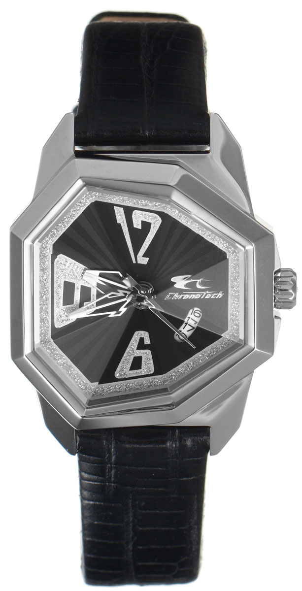 Часы наручные женские Chronotech, цвет: черный. RW0075RW0075 Часы наручные женские Chronotech, цвет: черный. RW0075RW0075Оригинальные женские часы Chronotech произведены опытными специалистами из материалов самого высокого качества на базе новейших технологий. Часы оснащены точным кварцевым механизмом. Корпус часов выполнен из нержавеющей стали и защищен минеральным стеклом. Ремешок выполнен из натуральной кожи с тиснением под змею и оснащен классической застежкой-пряжкой. Циферблат выполнен в форме призмы, украшен блестками и оснащен тремя стрелками - часовой, минутной и секундной. Часы Chronotech подчеркнут отменное чувство стиля их обладательницы. Часы укомплектованы в фирменную коробку с названием бренда.