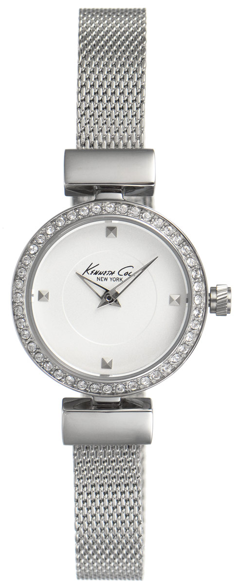 Часы наручные женские Kenneth Cole, цвет: серебристый. 1002230310022303 Часы наручные женские Kenneth Cole, цвет: серебристый. 1002230310022303Стильные женские часы Kenneth Cole выполнены из нержавеющей стали и минерального стекла. Минималистичный циферблат изделия дополнен символикой бренда. Часы оснащены кварцевым механизмом с двумя стрелками, устойчивым к царапинам минеральным стеклом, степенью влагозащиты 3atm. Корпус из нержавеющей стали инкрустирован кристаллами. Изделие дополнено ремешком из нержавеющей стали, оснащенным застежкой-защелкой. Часы поставляются в фирменной упаковке. Аксессуары Kenneth Cole очень стильные, но при этом весьма практичные. Их можно носить в любое время и в любой ситуации. Подход марки Kenneth Cole утилитарен, формы лаконичны, детали неожиданны.