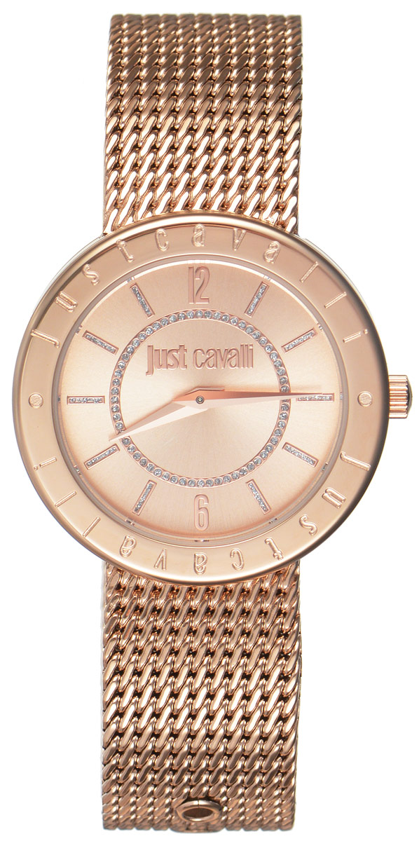 Часы наручные женские Just Cavalli, цвет: розовое золото. R7253532501R7253532501 Часы наручные женские Just Cavalli, цвет: розовое золото. R7253532501R7253532501Наручные женские часы Just Cavalli произведены из материалов самого высокого качества на базе новейших технологий. Они оснащены точным кварцевым механизмом. Корпус часов изготовлен из нержавеющей стали с PVD-покрытием, циферблат инкрустирован стразами и защищен минеральным стеклом. Ремешок выполнен из нержавеющей стали с PVD-покрытием оснащен удобной застежкой-пряжкой, которая позволит моментально снимать и одевать часы без лишних усилий Циферблат круглой формы оснащен арабскими цифрами и отметками, а так же двумя стрелками - часовой и минутной. Часы являются водостойкими - 3АТМ. Изделие укомплектовано в стильную фирменную коробку с названием бренда. Часы Just Cavalli подчеркнут изящность женской руки и отменное чувство стиля у их обладательницы.