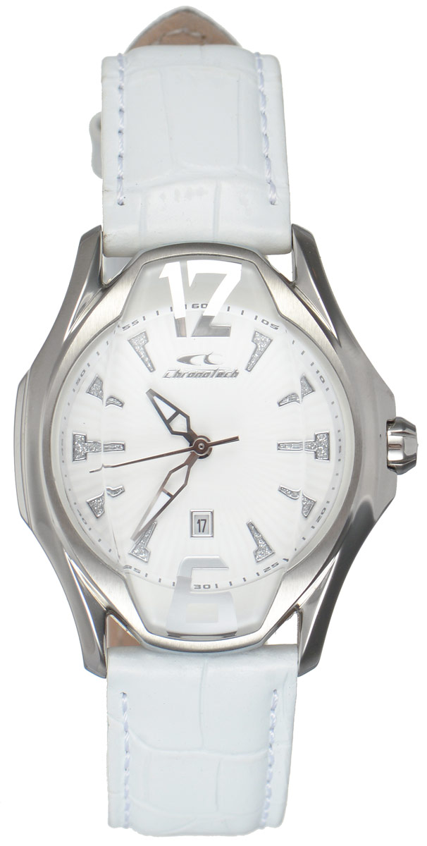 Часы наручные женские Chronotech, цвет: белый. RW0027RW0027 Часы наручные женские Chronotech, цвет: белый. RW0027RW0027Оригинальные женские часы Chronotech произведены опытными специалистами из материалов самого высокого качества на базе новейших технологий. Часы оснащены точным кварцевым механизмом. Корпус часов выполнен из нержавеющей стали и защищен минеральным стеклом. Ремешок с классической застежкой-пряжкой выполнен из натуральной кожи с тиснением под рептилию. Циферблат оригинальной формы оснащен отметками, а также тремя стрелками - часовой, минутной и секундной. Имеется дополнительная функция - индикатор даты и подсветка стрелок. Часы укомплектованы в фирменную коробку с названием бренда. Часы CHRONOTECH созданы для активных современных девушек, которые не желают потерять свою индивидуальность в городской суете.