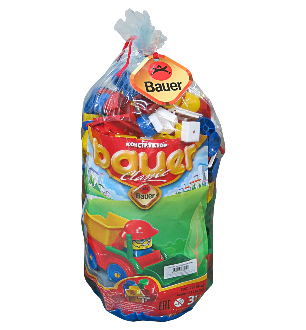 Bauer Конструктор Classic 062062 Bauer Конструктор Classic 062062Конструктор Bauer Classic содержит 201 яркую деталь разной формы, цвета и размера для сборки различных по сложности 2-х и 3-х мерных объектов. Конструктор прекрасно подходит для детского творчества и семейного отдыха, способствуют развитию объёмного мышления ребенка, фантазии, координации движения глаз, мелкой моторики и памяти. Все детали сделаны из высококачественного пластика с использованием пищевых красителей. Ребенок сможет часами играть с этим конструктором, придумывая разные истории и комбинируя детали. Конструктор Bauer Classic адаптирован к программам дошкольного образования, и может быть использован как индивидуально, так и в коллективе.