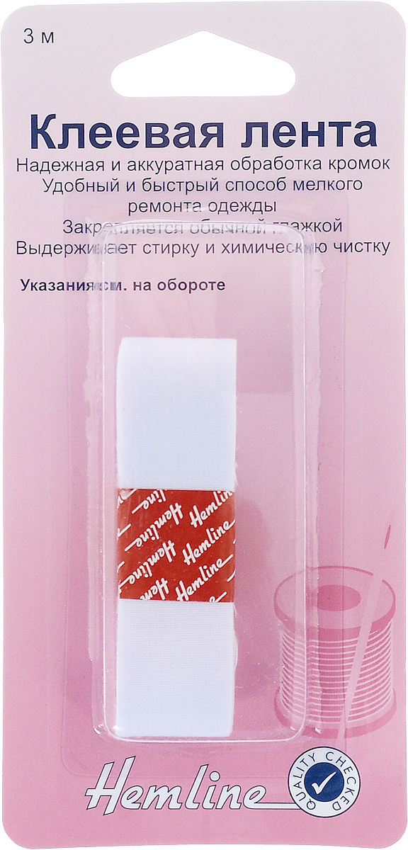 Лента клеевая Hemline, для мелкого ремонта, цвет: белый, длина 3 м790.W Лента клеевая Hemline, для мелкого ремонта, цвет: белый, длина 3 м790.WКлеевая лента для мелкого ремонта Hemline изготовлена из поликоттона (50% хлопок, 50% полиэстер) и снабжена с одной стороны клеевым слоем. Лента обеспечивает надежную и аккуратную обработку кромок. Идеально подходит для мелкого ремонта одежды. Закрепляется обычной глажкой. Выдерживает стирку и химическую чистку.