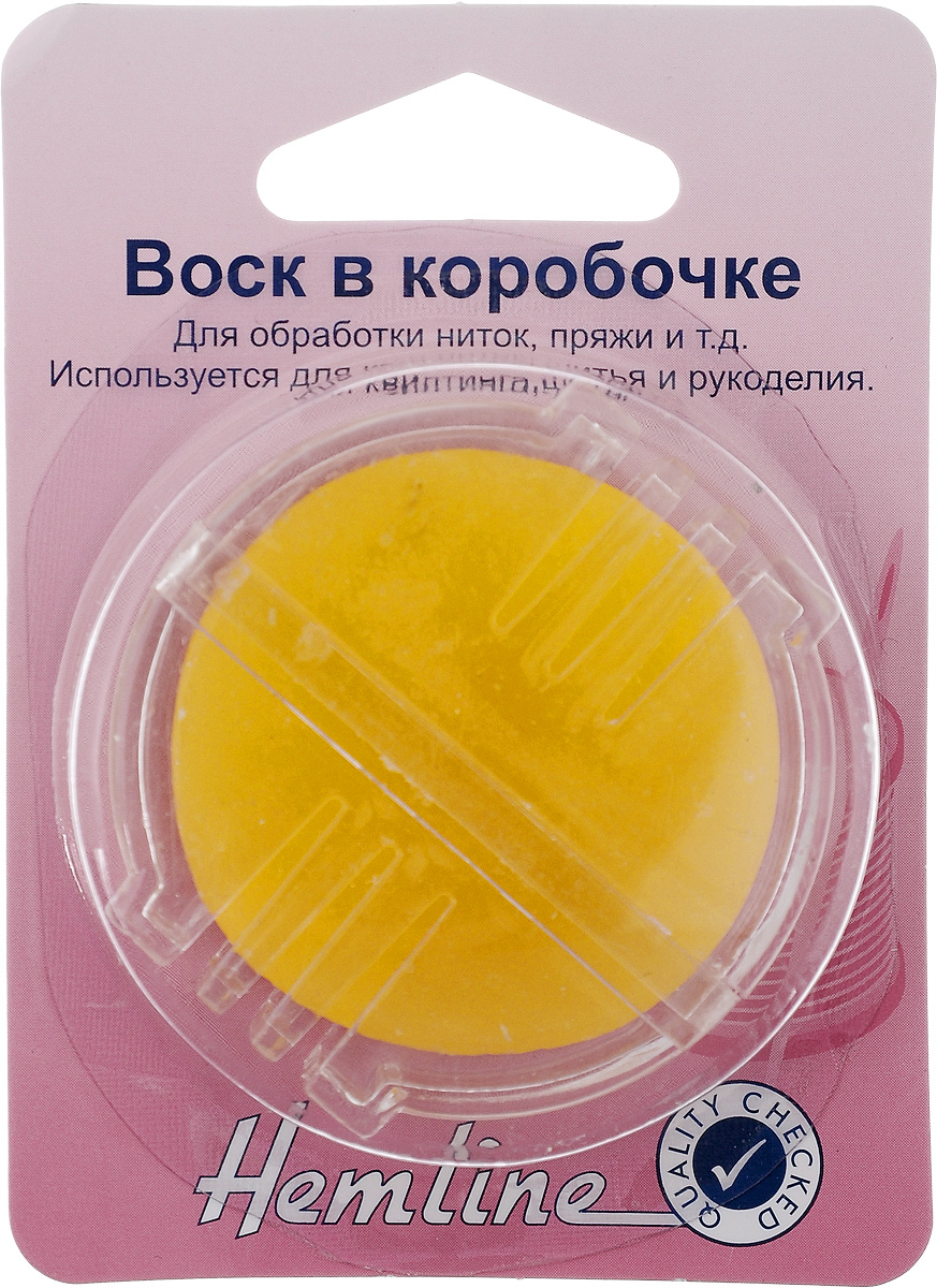 Воск Hemline, в коробочке228 Воск Hemline, в коробочке228Воск Hemline используется для квилтинга, шитья и рукоделия, предназначен для обработки ниток и пряжи. Чтобы нитка не скручивалась и не спутывалась, пропустите ее через желобок в пластиковом контейнере и покройте воском. Диаметр восковой пластины: 4 см.