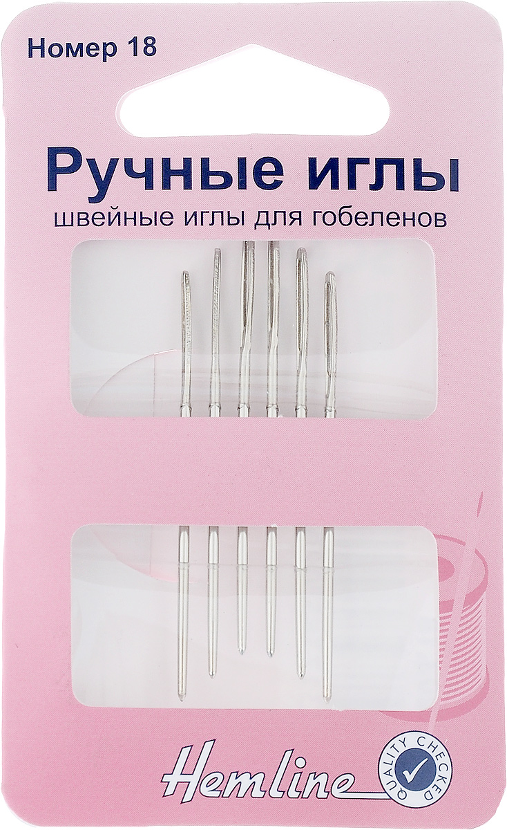 Иглы ручные Hemline, для гобеленов, №18, 6 шт203.18 Иглы ручные Hemline, для гобеленов, №18, 6 шт203.18Ручные иглы Hemline выполнены из высококачественной стали. Иглы имеют удлиненное ушко и закругленный кончик. Предназначены для вышивания мулине, лентами, пряжей на канве, страмине и ткани с полотняным переплетением. Специальное увеличенное ушко позволяет легко продевать пряжу для вышивания и толстые нити. Размер: №18. Длина игл: 4,8 см.