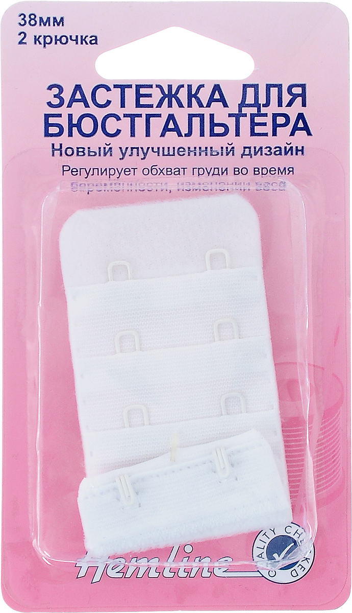 Застежка для изменения объема бюстгальтера Hemline, 2 крючка, цвет: белый, ширина 38 мм771.38.W Застежка для изменения объема бюстгальтера Hemline, 2 крючка, цвет: белый, ширина 38 мм771.38.WЗастежка для бюстгальтера Hemline изготовлена из 100% полиэстера, имеет несколько рядов петелек и два металлических крючка. Изделие предназначено для изготовления или ремонта бюстгальтеров. Такая застежка регулирует обхват груди во время беременности или при изменении веса. Застежка с защитой для кожи удобна при носке и незаметна под одеждой. Ширина: 38 мм. Количество крючков: 2.