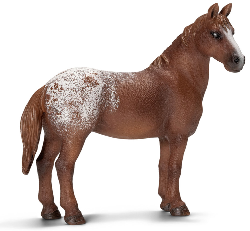 Schleich Фигурка Аппалузская кобыла13731 Schleich Фигурка Аппалузская кобыла13731Кобыла породы Аппалуза в забавную крапинку происходит от испанского коня, завезенного в Северную Америку в 18 веке. У этих лошадей очень сильная спина, а потому они невероятно быстрые и проворные. Фигурки Schleich выполнены из безопасного для здоровья детей каучукового пластика с максимальной точностью, каждая фигурка раскрашивается вручную. Реалистичные фигурки детально точно воспроизводят настоящих животных, обитателей различных стран. Ребенок сможет изучать особенности их строения, поведения и питания. Фигурки Schleich - превосходный педагогический материал для использования дома и в образовательных учреждениях.