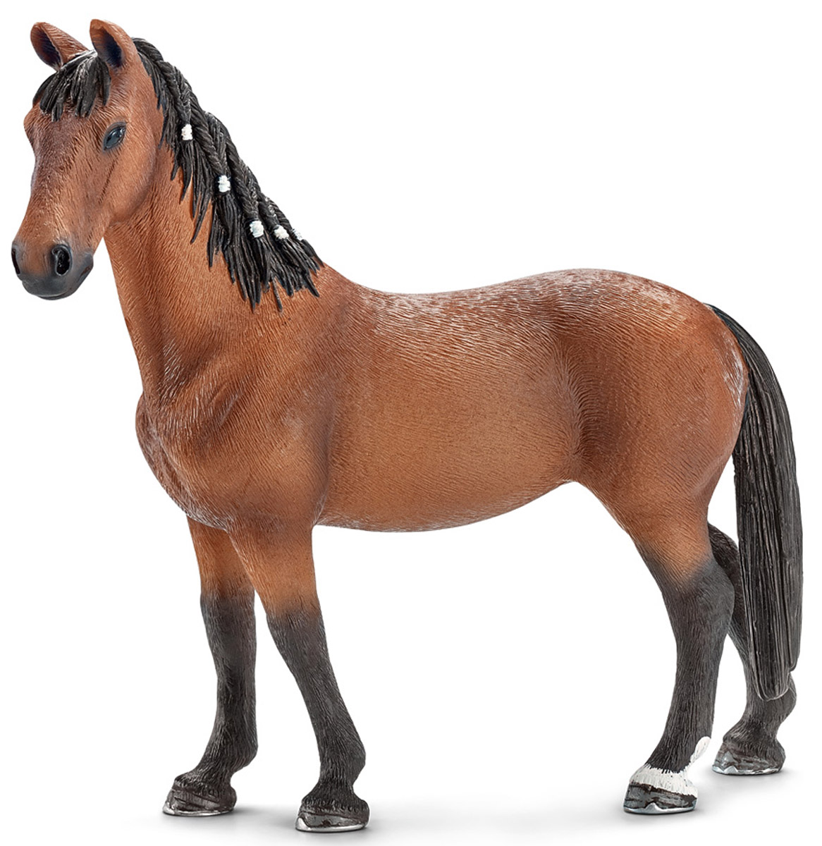 Schleich Фигурка Тракененская кобыла13757 Schleich Фигурка Тракененская кобыла13757Фигурка Schleich Тракененская кобыла с заплетенной черной гривой непременно понравится вашему ребенку и разнообразит его игру с фигурками лошадей. Тракененская порода лошадей является чистокровной породой верховой лошади и настоящим идеалом для современной спортивной езды. Они очень талантливы и легко поддаются дрессировке. Тракененская порода лошадей достигает в высоту 160 см и бывает самых разных расцветок. Фигурка изготовлена из гипоаллергенных высокотехнологичных материалов, раскрашена вручную и не вызывает аллергии у ребенка.